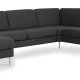 Ask st 56 U 2C3D sofa - antracitgr polyester stof og brstet aluminium
