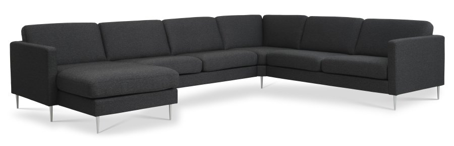 Ask st 56 U 2C3D sofa - antracitgr polyester stof og brstet aluminium