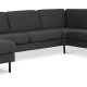 Ask st 56 U 2C3D sofa - antracitgr polyester stof og sort metal