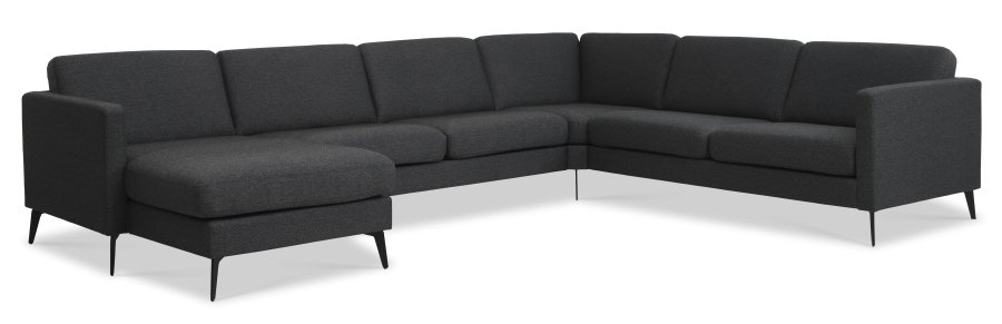 Ask st 56 U 2C3D sofa - antracitgr polyester stof og Eiffel ben