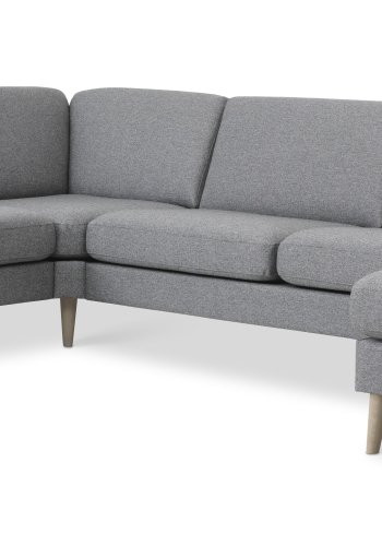 Ask st 56 U 2C3D sofa - lys granitgr polyester stof og natur tr