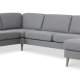 Ask st 56 U 2C3D sofa - lys granitgr polyester stof og natur tr