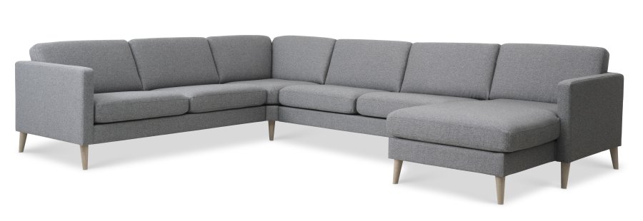 Ask st 56 U 2C3D sofa - lys granitgr polyester stof og natur tr