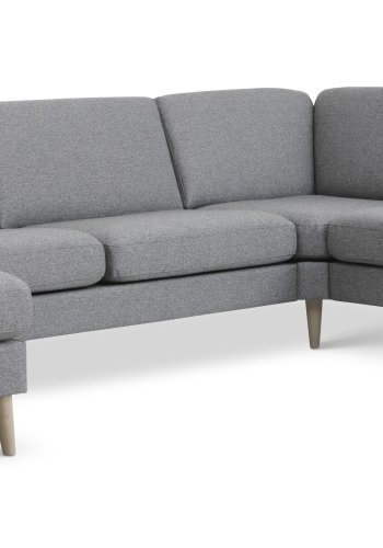 Ask st 56 U 2C3D sofa - lys granitgr polyester stof og natur tr