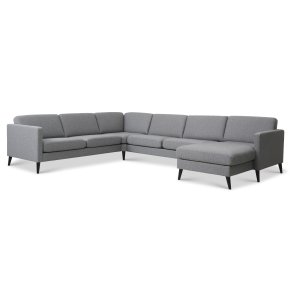Ask st 56 U 2C3D sofa - antracitgr polyester stof og sort tr