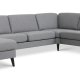 Ask st 56 U 2C3D sofa - antracitgr polyester stof og sort tr