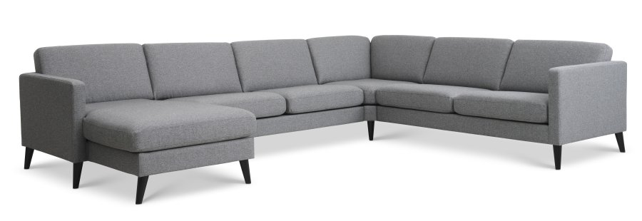 Ask st 56 U 2C3D sofa - antracitgr polyester stof og sort tr