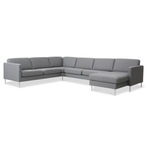 Ask st 56 U 2C3D sofa - lys granitgr polyester stof og brstet aluminium