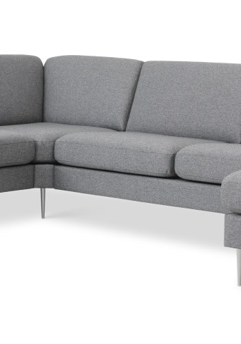 Ask st 56 U 2C3D sofa - lys granitgr polyester stof og brstet aluminium