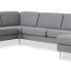 Ask st 56 U 2C3D sofa - lys granitgr polyester stof og brstet aluminium