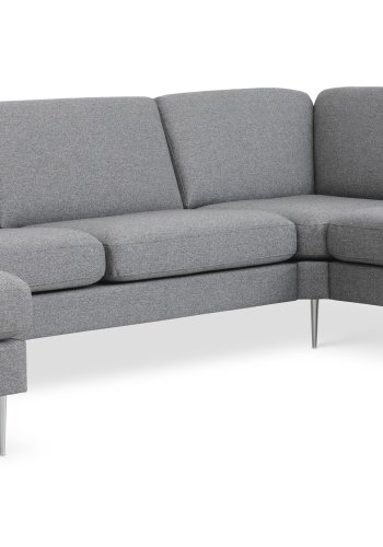 Ask st 56 U 2C3D sofa - lys granitgr polyester stof og brstet aluminium