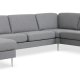 Ask st 56 U 2C3D sofa - lys granitgr polyester stof og brstet aluminium