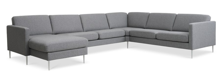 Ask st 56 U 2C3D sofa - lys granitgr polyester stof og brstet aluminium