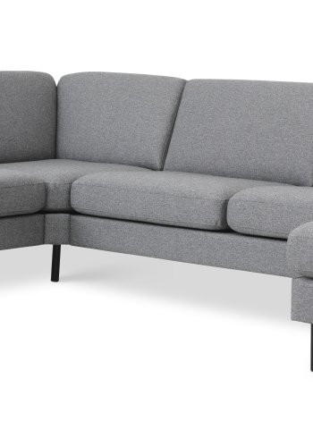 Ask st 56 U 2C3D sofa - lys granitgr polyester stof og sort metal
