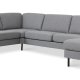 Ask st 56 U 2C3D sofa - lys granitgr polyester stof og sort metal