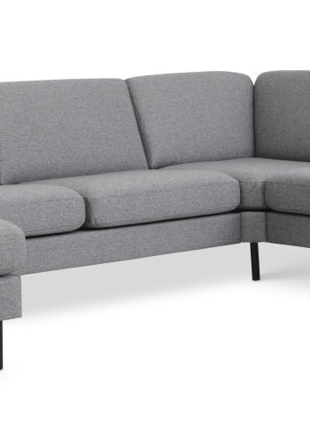 Ask st 56 U 2C3D sofa - lys granitgr polyester stof og sort metal