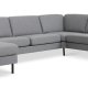 Ask st 56 U 2C3D sofa - lys granitgr polyester stof og sort metal