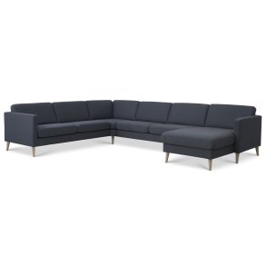 Ask st 56 U 2C3D sofa - navy bl polyester stof og natur tr
