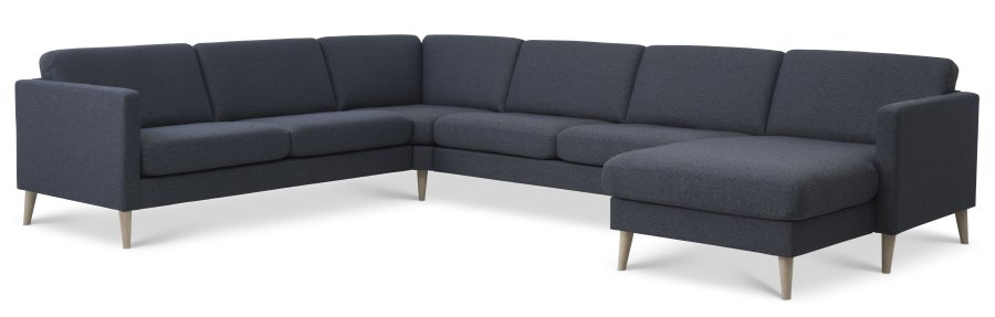 Ask st 56 U 2C3D sofa - navy bl polyester stof og natur tr