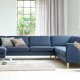 Ask st 56 U 2C3D sofa - navy bl polyester stof og natur tr