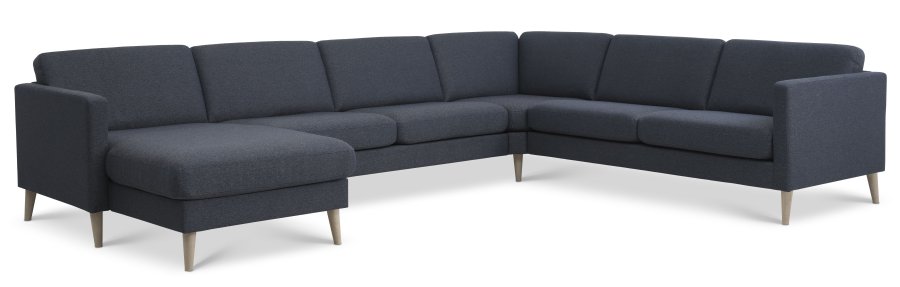 Ask st 56 U 2C3D sofa - navy bl polyester stof og natur tr