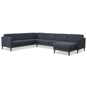 Ask st 56 U 2C3D sofa - navy bl polyester stof og sort tr