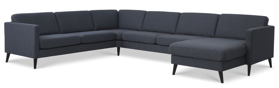 Ask st 56 U 2C3D sofa - navy bl polyester stof og sort tr