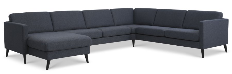 Ask st 56 U 2C3D sofa - navy bl polyester stof og sort tr