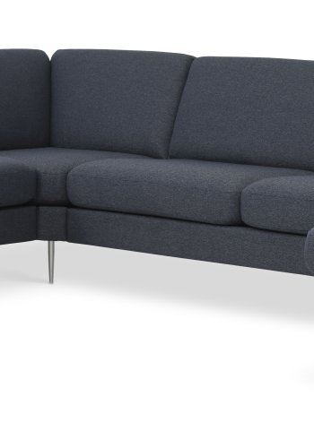 Ask st 56 U 2C3D sofa - navy bl polyester stof og brstet aluminium