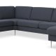 Ask st 56 U 2C3D sofa - navy bl polyester stof og brstet aluminium