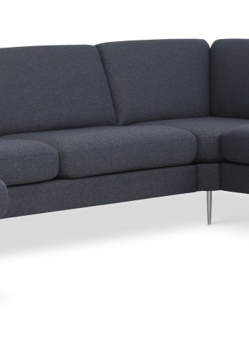 Ask st 56 U 2C3D sofa - navy bl polyester stof og brstet aluminium