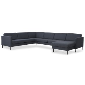 Ask st 56 U 2C3D sofa - navy bl polyester stof og sort metal
