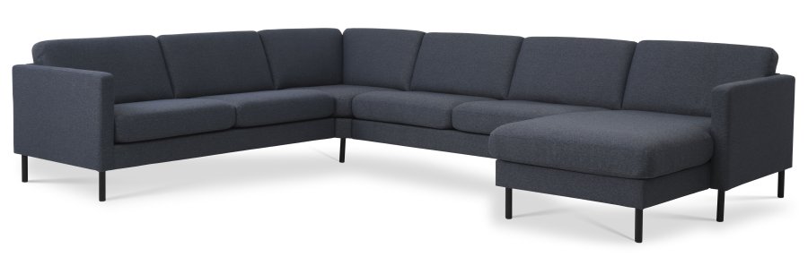 Ask st 56 U 2C3D sofa - navy bl polyester stof og sort metal