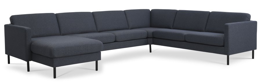Ask st 56 U 2C3D sofa - navy bl polyester stof og sort metal