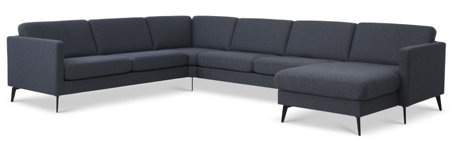Ask st 56 U 2C3D sofa - navy bl polyester stof og Eiffel ben