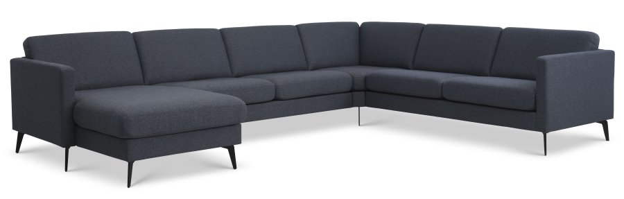 Ask st 56 U 2C3D sofa - navy bl polyester stof og Eiffel ben