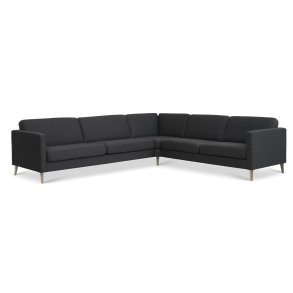 Ask st 57 hjrnesofa - antracitgr polyester stof og natur tr