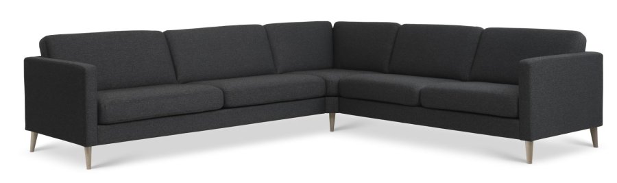 Ask st 57 hjrnesofa - antracitgr polyester stof og natur tr