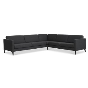 Ask st 57 hjrnesofa - antracitgr polyester stof og sort tr