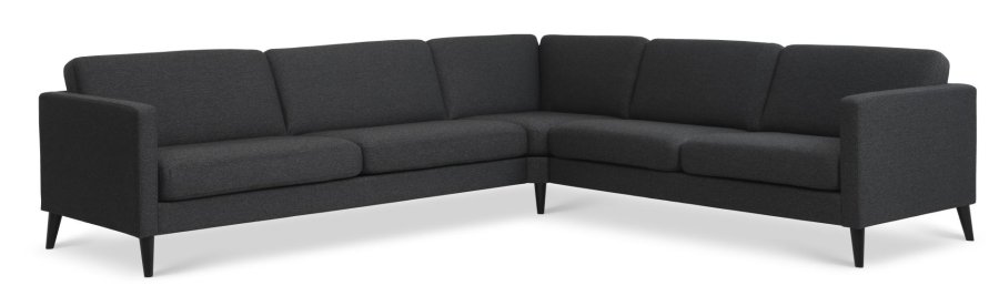 Ask st 57 hjrnesofa - antracitgr polyester stof og sort tr