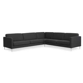 Ask st 57 hjrnesofa - antracitgr polyester stof og brstet aluminium