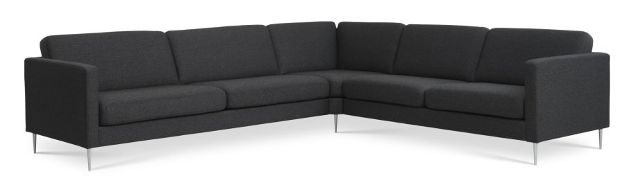 Ask st 57 hjrnesofa - antracitgr polyester stof og brstet aluminium