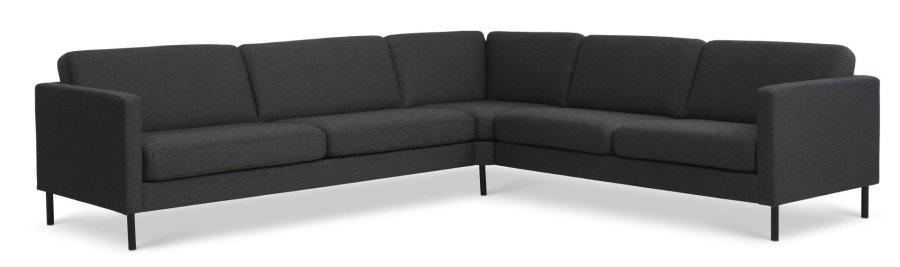Ask st 57 hjrnesofa - antracitgr polyester stof og sort metal