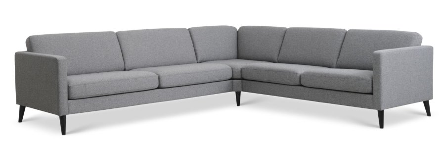 Ask st 57 hjrnesofa - lys granitgr polyester stof og sort tr