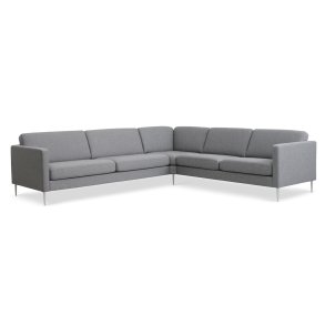 Ask st 57 hjrnesofa - lys granitgr polyester stof og brstet aluminium