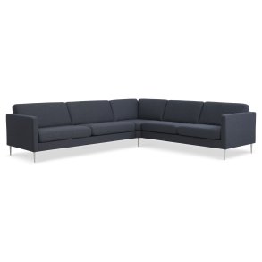 Ask st 57 hjrnesofa - navy bl polyester stof og brstet aluminium