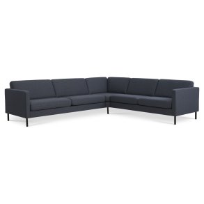 Ask st 57 hjrnesofa - navy bl polyester stof og sort metal