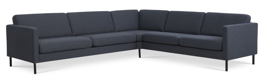 Ask st 57 hjrnesofa - navy bl polyester stof og sort metal