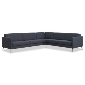 Ask st 57 hjrnesofa - navy bl polyester stof og Eiffel ben