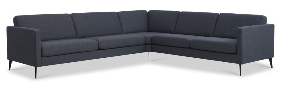 Ask st 57 hjrnesofa - navy bl polyester stof og Eiffel ben